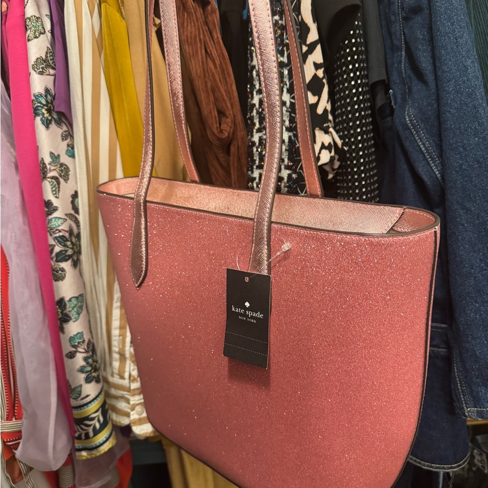 Kate Spade Rose Pink Glitter Tote - New!